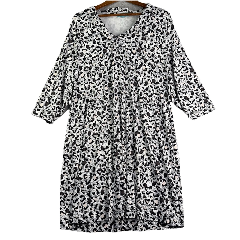 Anthony's Resort Wear Dress Women's 1X Animal Print  3/4 Sleeve Cruise Stretch